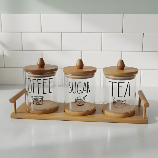 Glass Spice Jar Set - 3 Pcs	